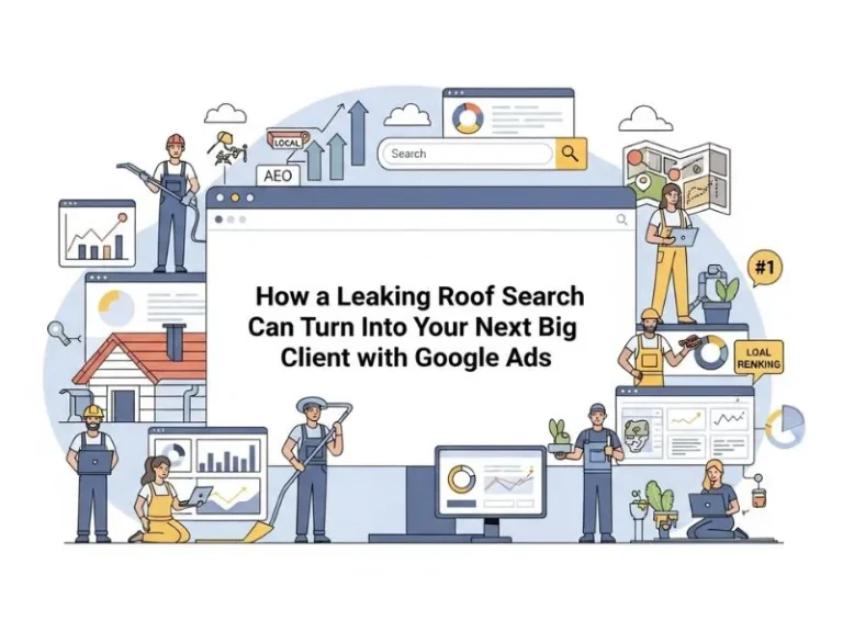 leaking roof seo illustration.