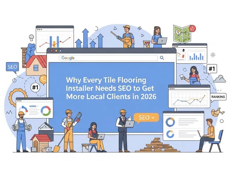 tile flooring installer seo illustration.